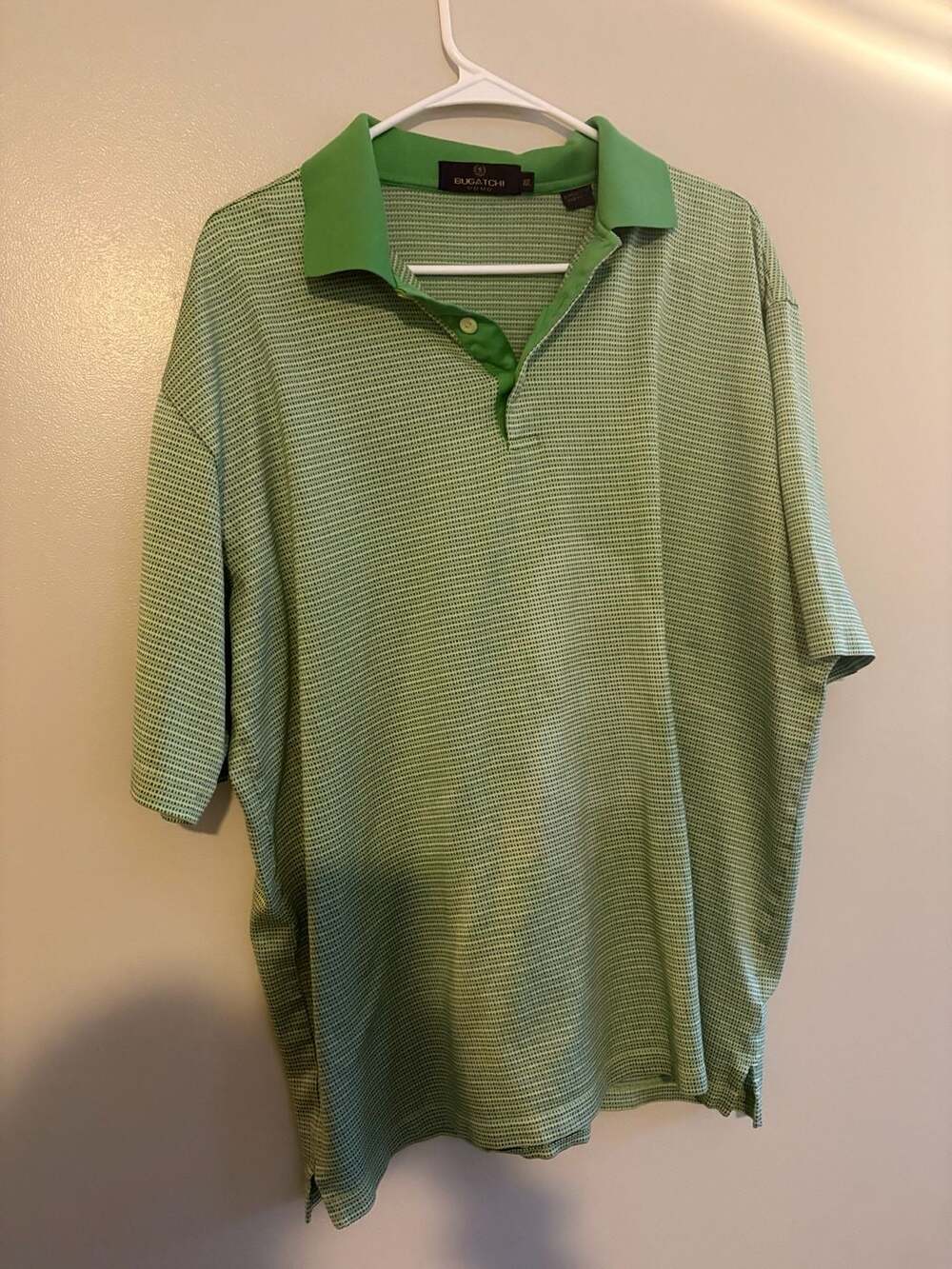 Bugatchi Uomo Men's XXL Green Textured Stripe Knit Polo Shirt